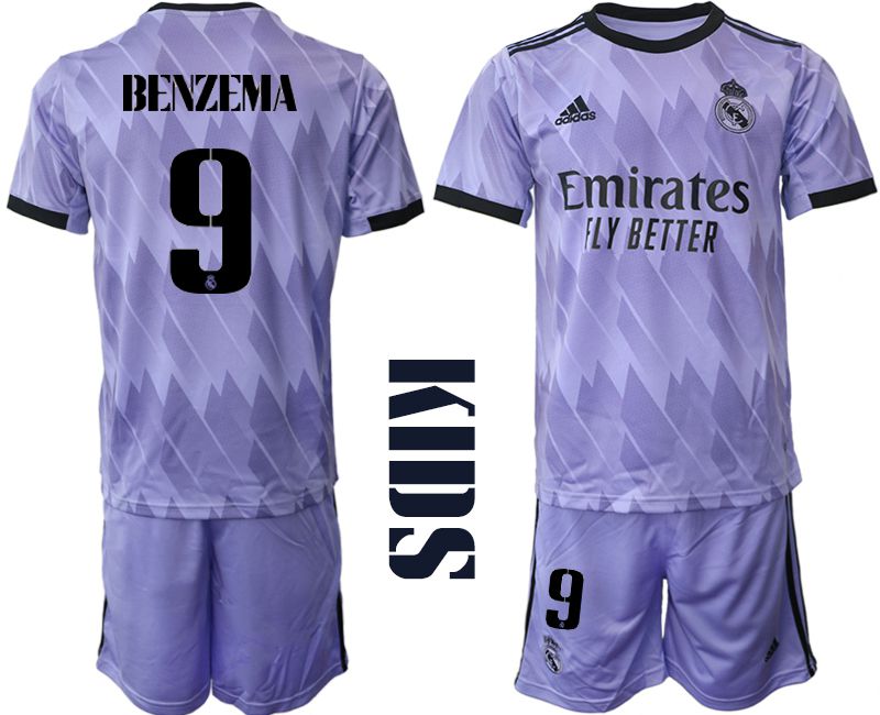 Youth 2022-2023 Club Real Madrid away purple #9 Soccer Jersey